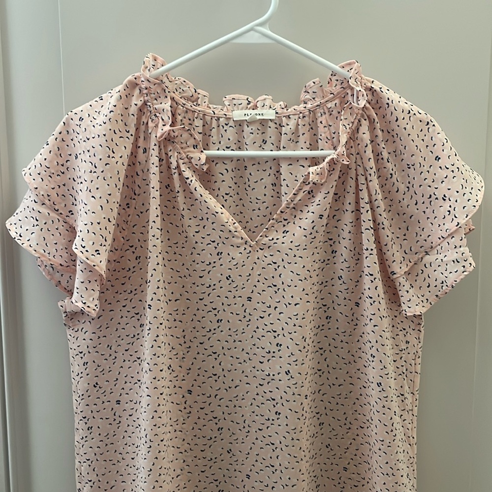 Pink short sleeve blouse
